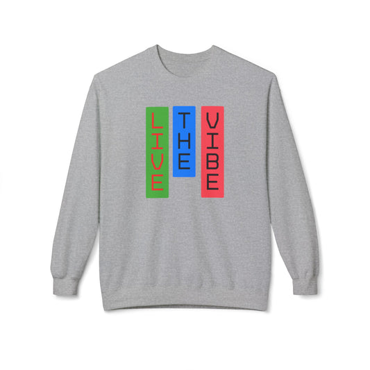 Begetter's Unisex Midweight Softstyle Fleece Crewneck Sweatshirt - Live The Vibe Sweatshirt