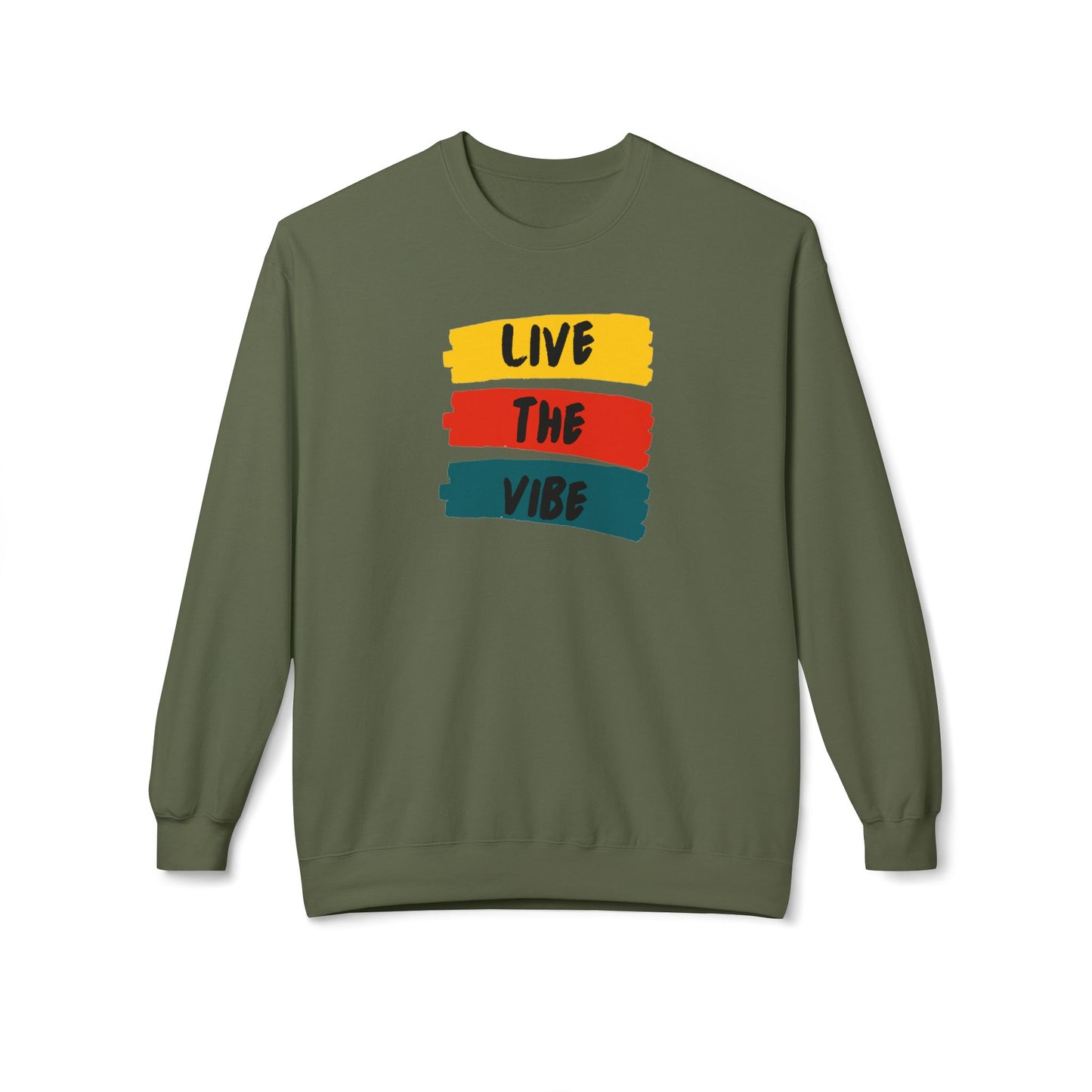 Begetter's Unisex Midweight Softstyle Fleece Crewneck Sweatshirt - Live The Vibe Sweatshirt
