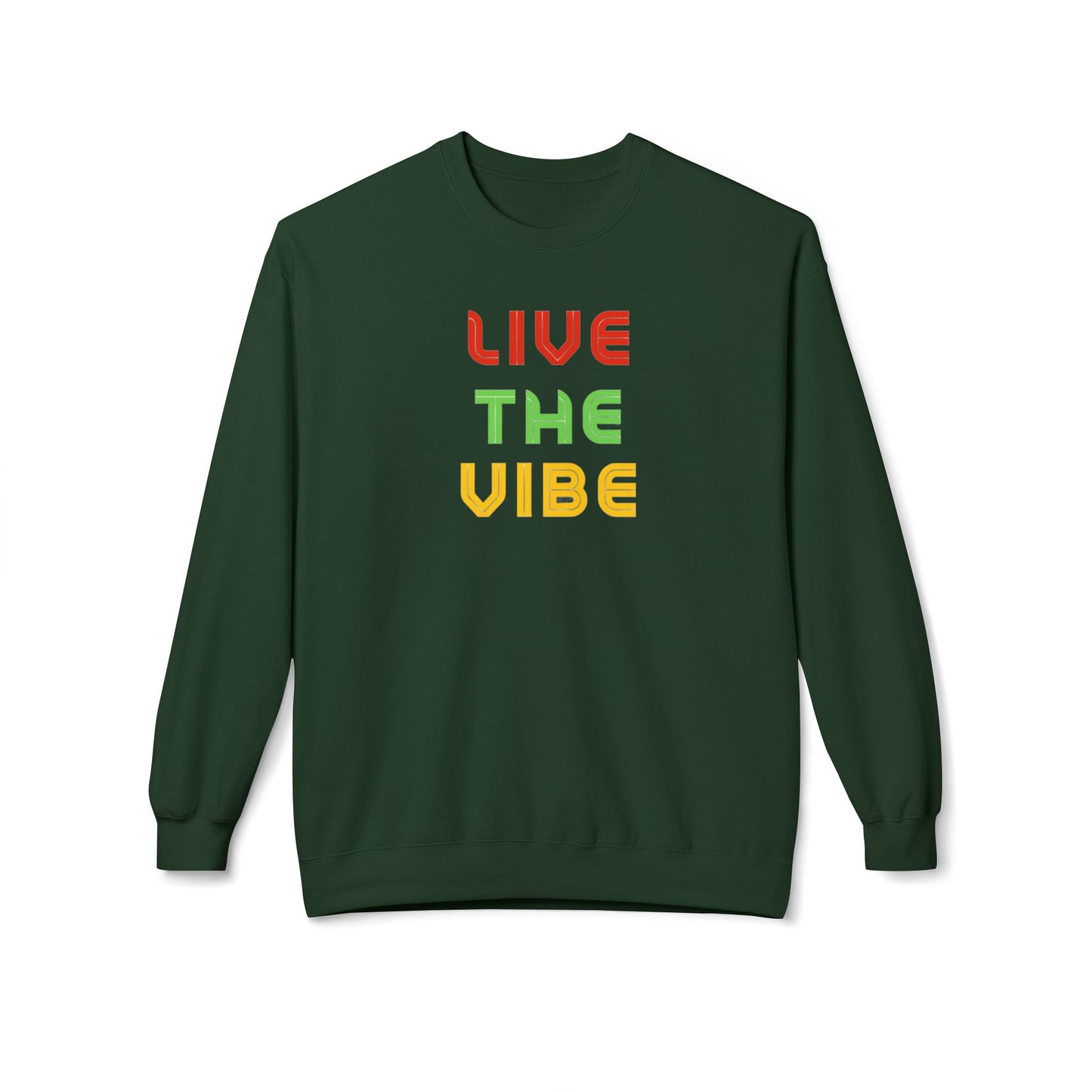 Begetter's Unisex Midweight Softstyle Fleece Crewneck Sweatshirt - Live The Vibe Sweatshirt