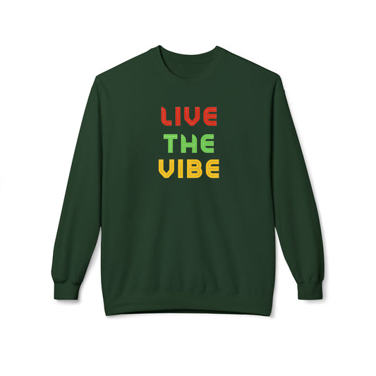 Begetter's Unisex Midweight Softstyle Fleece Crewneck Sweatshirt - Live The Vibe Sweatshirt