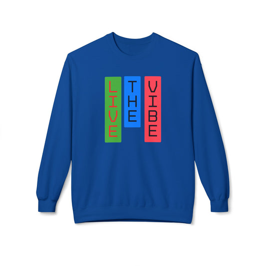 Begetter's Unisex Midweight Softstyle Fleece Crewneck Sweatshirt - Live The Vibe Sweatshirt