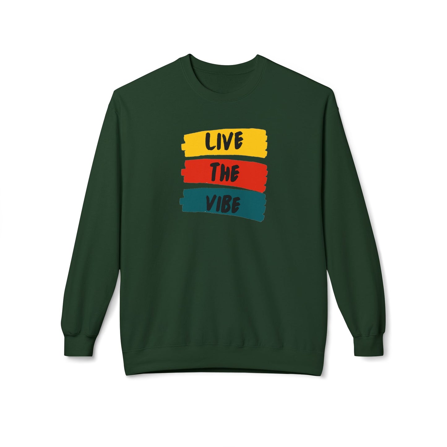 Begetter's Unisex Midweight Softstyle Fleece Crewneck Sweatshirt - Live The Vibe Sweatshirt