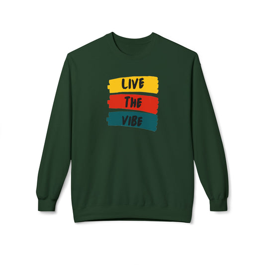 Begetter's Unisex Midweight Softstyle Fleece Crewneck Sweatshirt - Live The Vibe Sweatshirt
