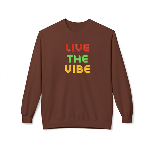 Begetter's Unisex Midweight Softstyle Fleece Crewneck Sweatshirt - Live The Vibe Sweatshirt
