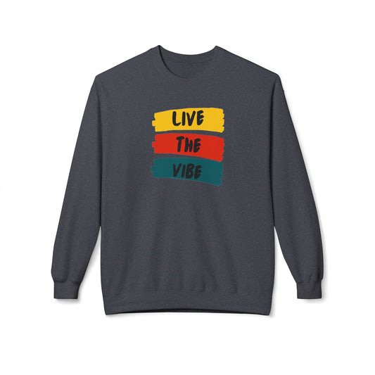 Begetter's Unisex Midweight Softstyle Fleece Crewneck Sweatshirt - Live The Vibe Sweatshirt