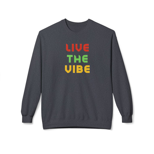 Begetter's Unisex Midweight Softstyle Fleece Crewneck Sweatshirt - Live The Vibe Sweatshirt
