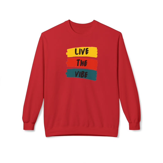Begetter's Unisex Midweight Softstyle Fleece Crewneck Sweatshirt - Live The Vibe Sweatshirt