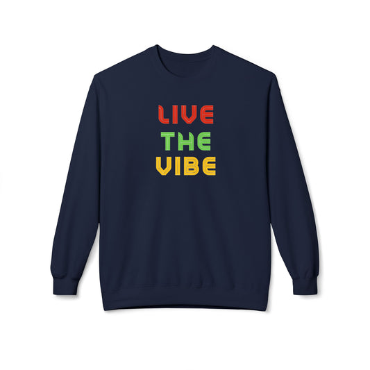 Begetter's Unisex Midweight Softstyle Fleece Crewneck Sweatshirt - Live The Vibe Sweatshirt