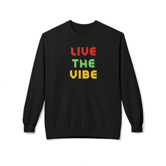 Begetter's Unisex Midweight Softstyle Fleece Crewneck Sweatshirt - Live The Vibe Sweatshirt