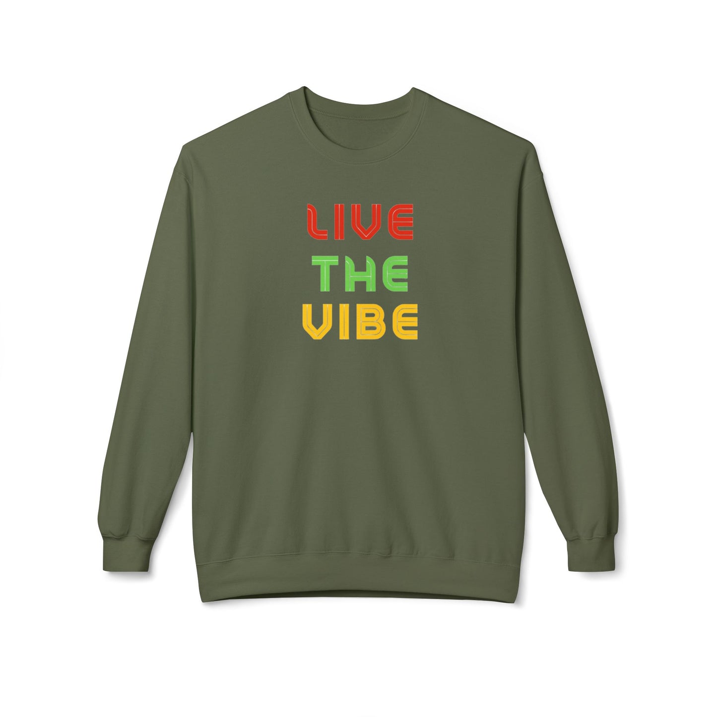 Begetter's Unisex Midweight Softstyle Fleece Crewneck Sweatshirt - Live The Vibe Sweatshirt