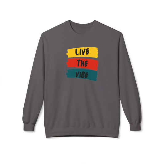 Begetter's Unisex Midweight Softstyle Fleece Crewneck Sweatshirt - Live The Vibe Sweatshirt