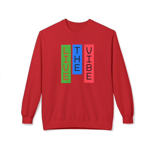Begetter's Unisex Midweight Softstyle Fleece Crewneck Sweatshirt - Live The Vibe Sweatshirt