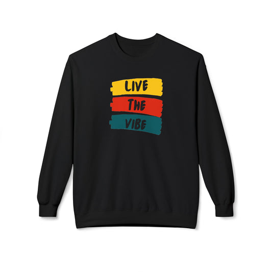 Begetter's Unisex Midweight Softstyle Fleece Crewneck Sweatshirt - Live The Vibe Sweatshirt
