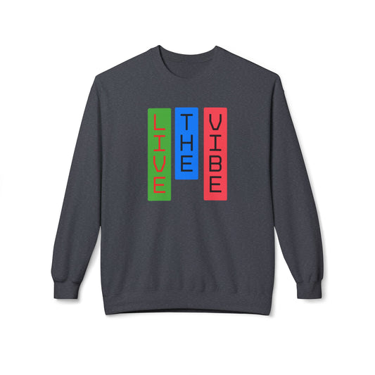 Begetter's Unisex Midweight Softstyle Fleece Crewneck Sweatshirt - Live The Vibe Sweatshirt