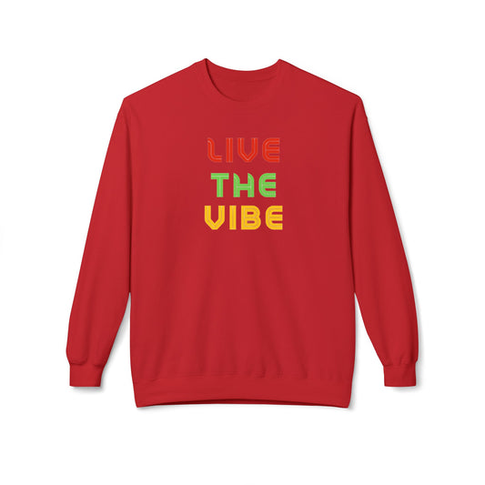 Begetter's Unisex Midweight Softstyle Fleece Crewneck Sweatshirt - Live The Vibe Sweatshirt