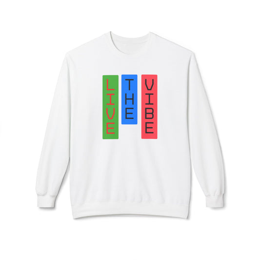 Begetter's Unisex Midweight Softstyle Fleece Crewneck Sweatshirt - Live The Vibe Sweatshirt