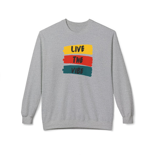 Begetter's Unisex Midweight Softstyle Fleece Crewneck Sweatshirt - Live The Vibe Sweatshirt