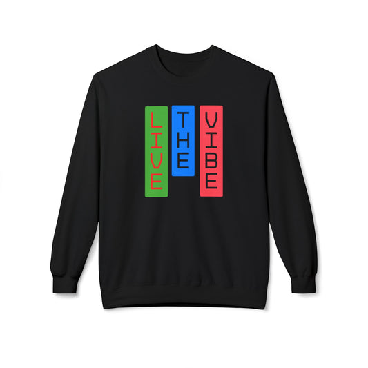 Begetter's Unisex Midweight Softstyle Fleece Crewneck Sweatshirt - Live The Vibe Sweatshirt
